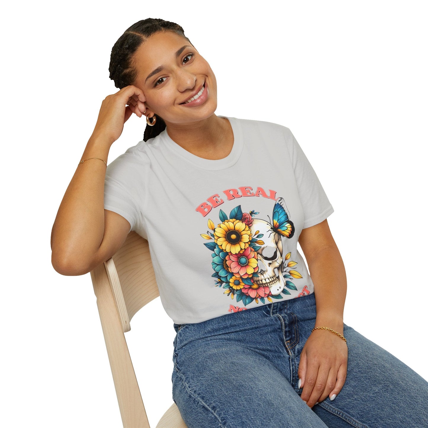 Gildan Skull Tee Shirt Unisex Skeleton Print Tee 100 Percent Ring Spun Cotton Softstyle