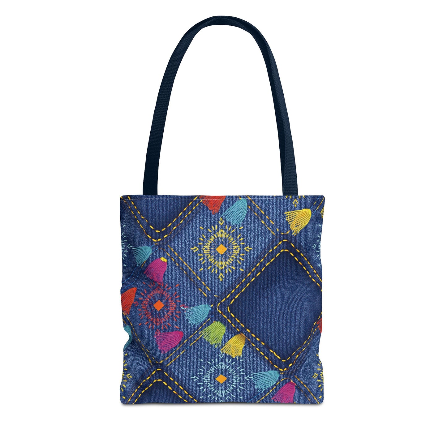 Diwali Graphic Denim Fabric Imitation Print Unisex Canvas Bag Poly Spun 3 Sizes Tote Bag 205-27