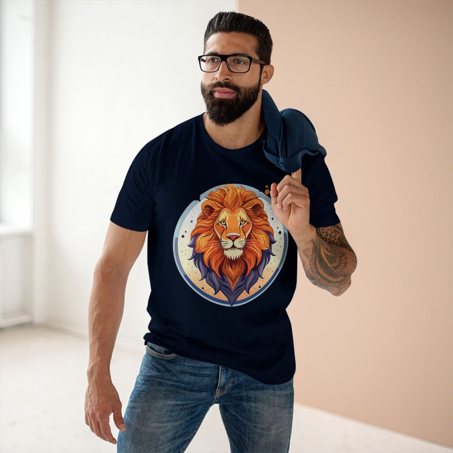Unisex Premium Cotton Lion Art Tee Shirt By Retro2Nova Original Artwork Collection For Everyday Comfort