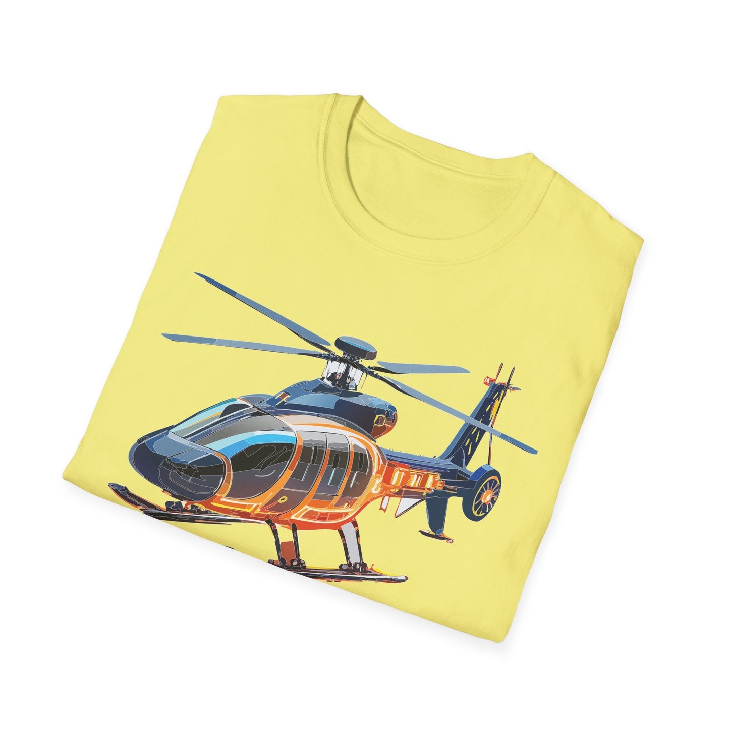 Unisex Helicopter Graphic T Shirt Softstyle 64000 Short Sleeve Chopper Tee For Everyday Comfort