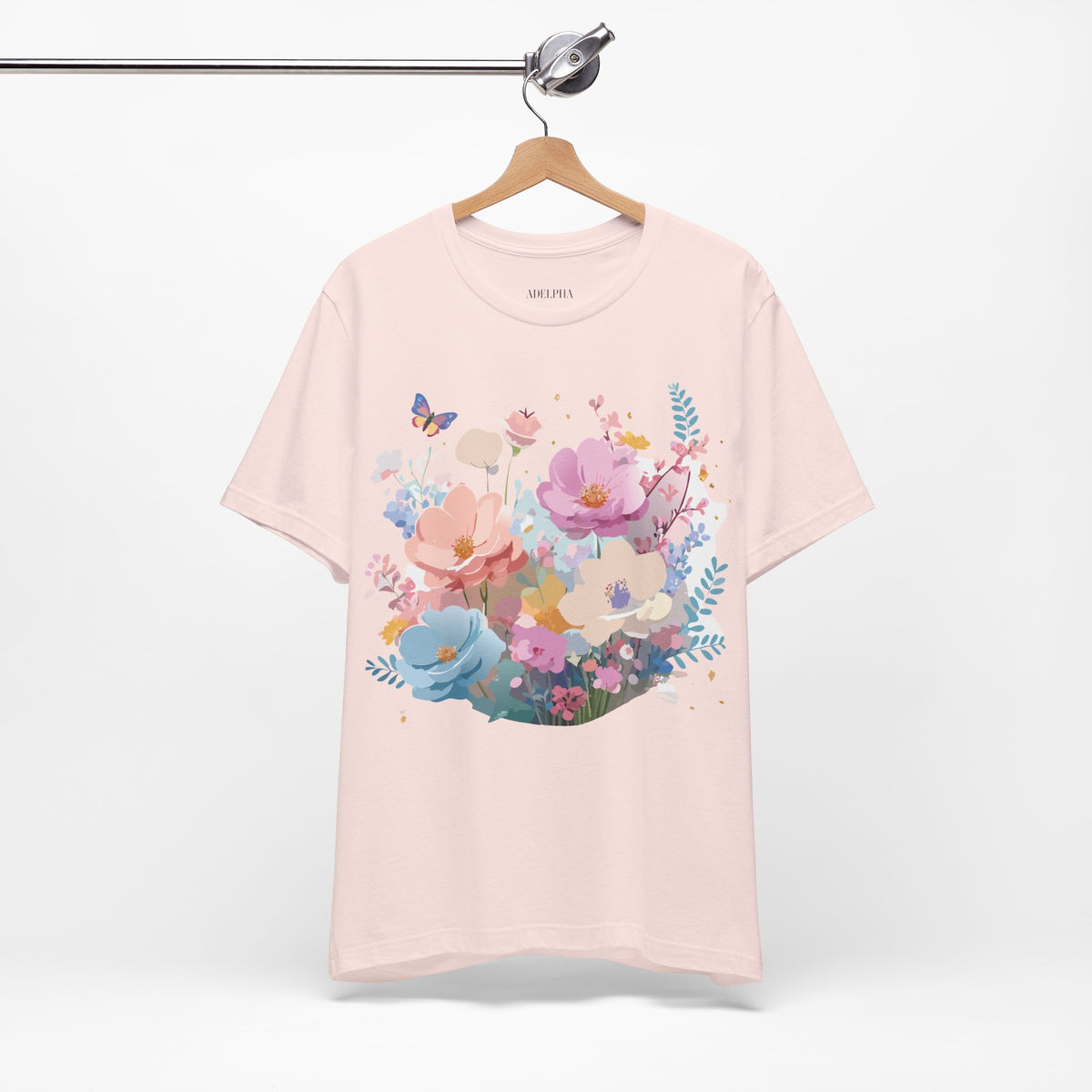 Floral Graphic Unisex Cotton Bella+Canvas Tee with Flowers Art Design n117