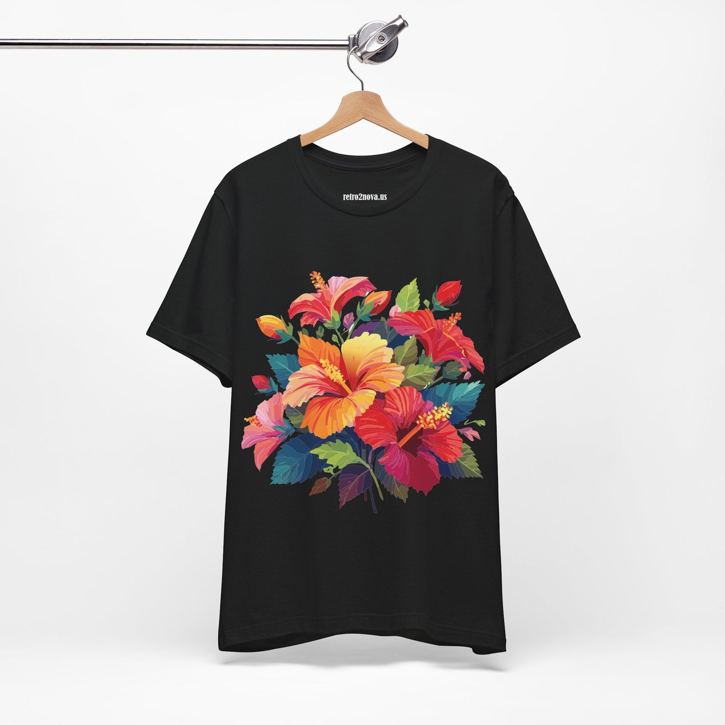 Retro2Nova Floral Shirt Unisex Jersey Short Sleeve Tee From Flowers Collection Bold Vibrant Design
