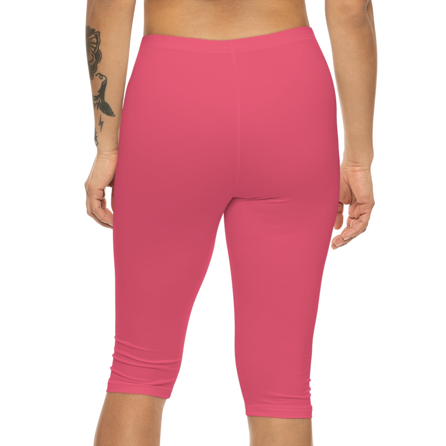 Mid Coral Color Women's Brushed Suede Poly Span Casual Capri Leggings XS-2XL