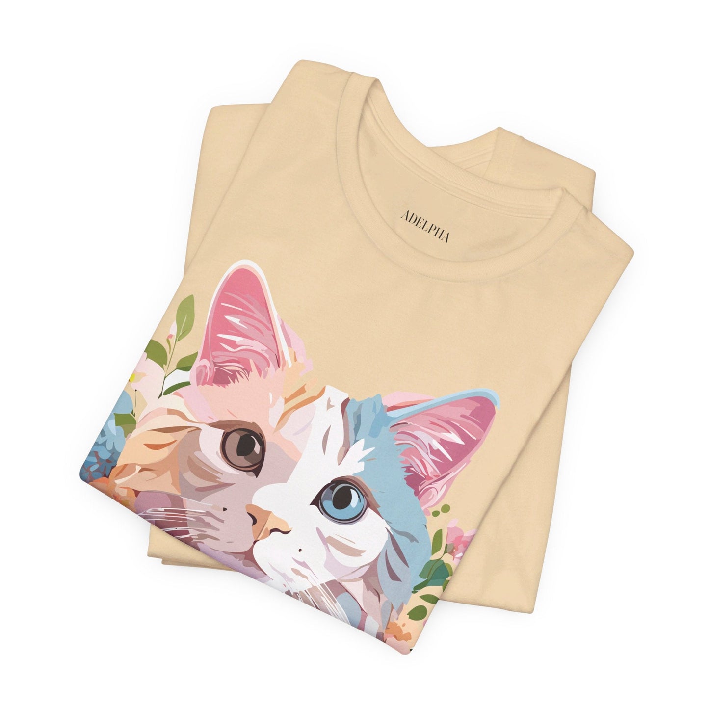Cat Graphic Tee Unisex Short Sleeve Shirt With Adelpha Artwork