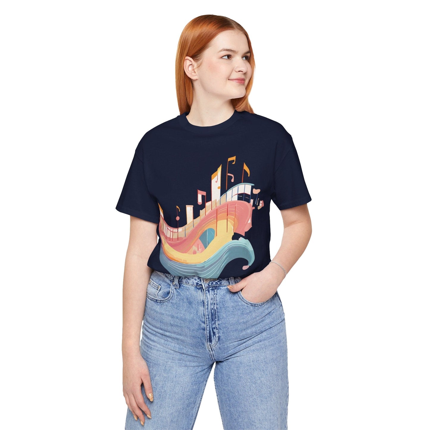 Music Graphic Unisex 100 Cotton Vintage Art with Musical Elements Tee 22