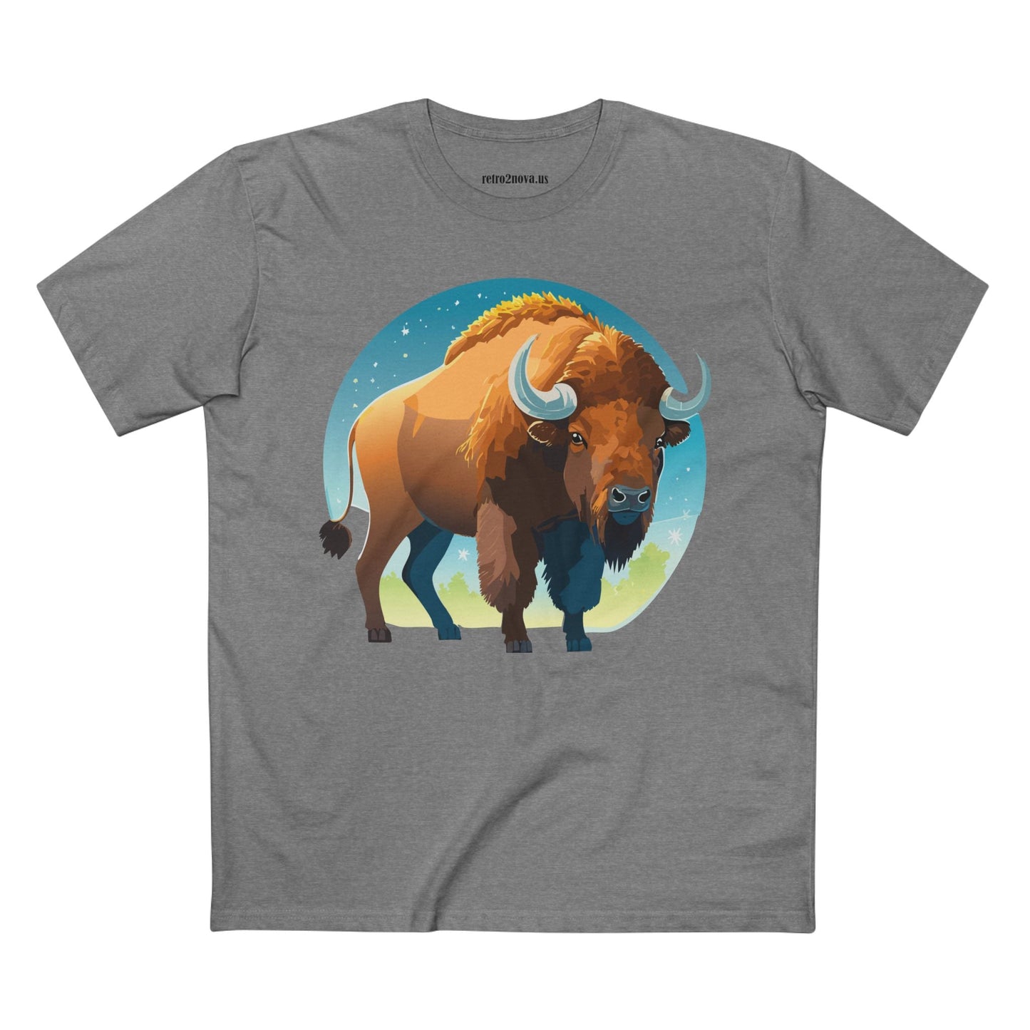 Unisex Premium Cotton Tee With Original Bison Art Design From Retro2Nova Art Collection Soft Breathable Everyday Comfort