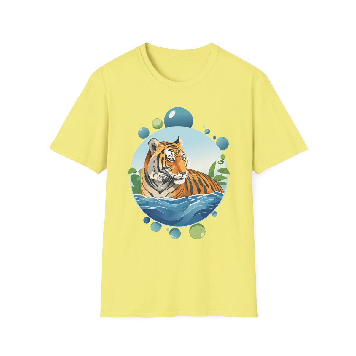 Tiger Portrait T-Shirt | Watercolor Jungle Circle Design