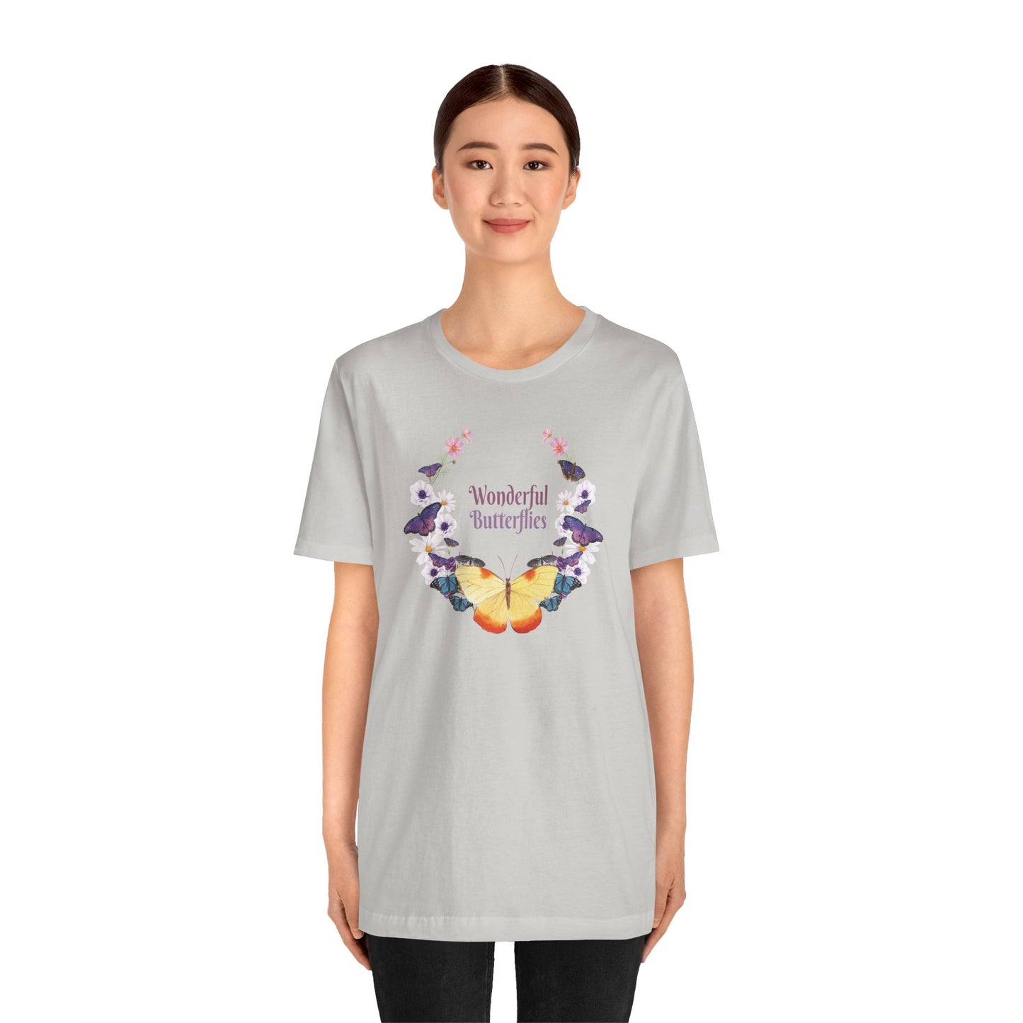 Cotton Tee Shirt with Butterfly Prints