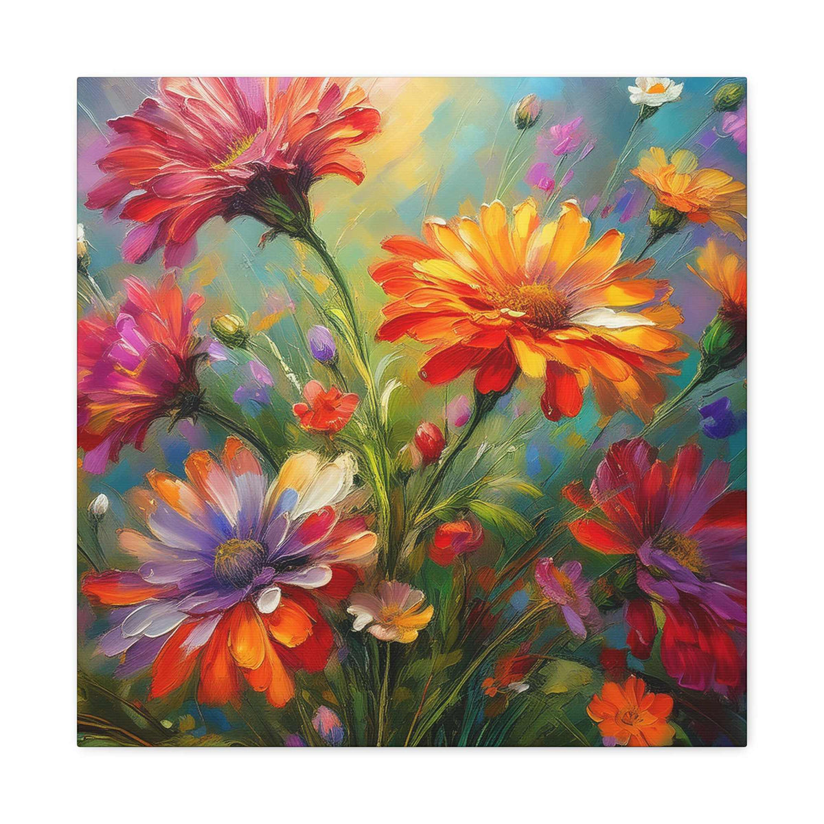 Flowers Print Canvas, Floral Oil Paint Print 20x20, 24x24, 30x30, 32x32, 36x36, Floral Art Design Print Non-Frame MC-13