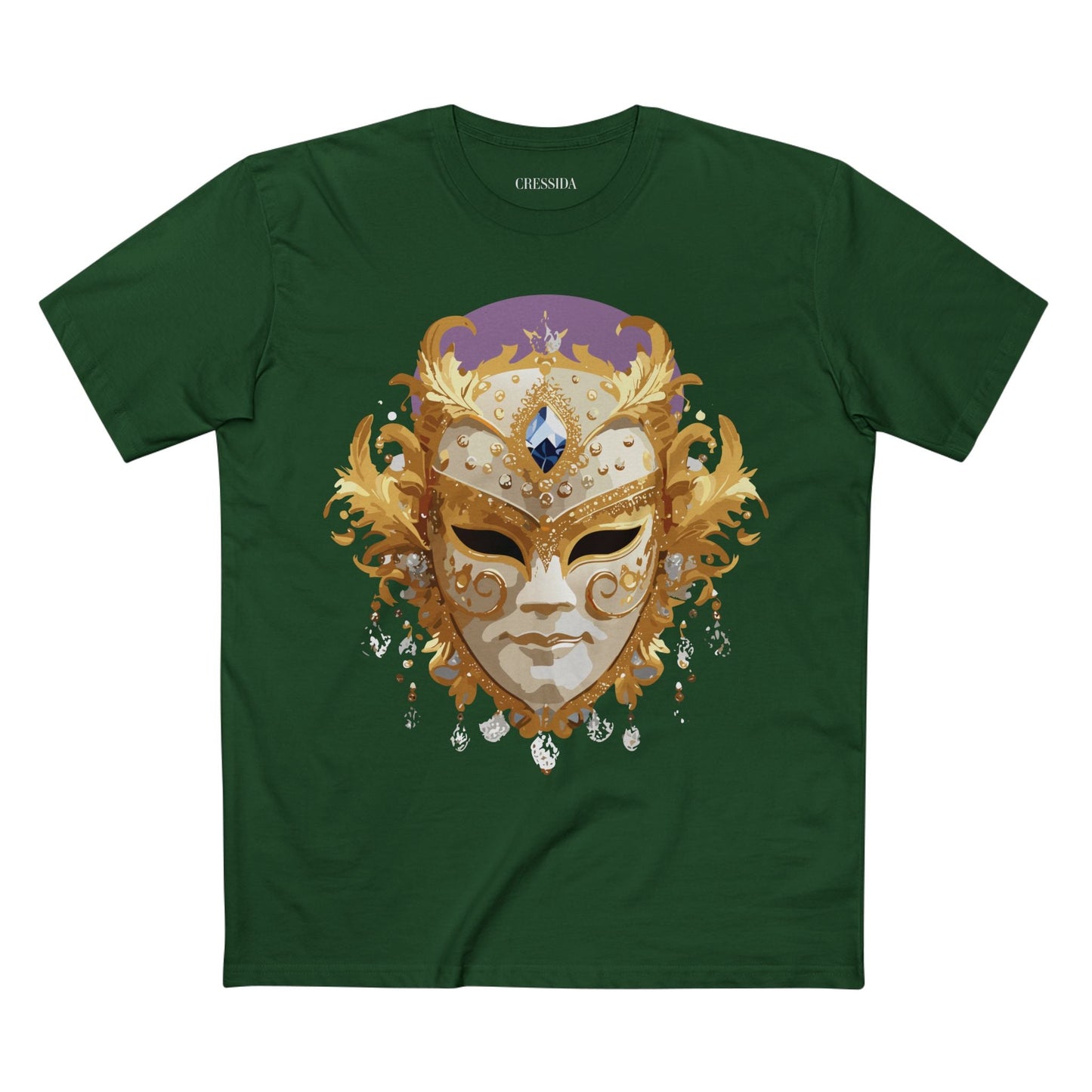 Carnival Mask Graphic T-Shirt Unisex 100 Cotton With Antique Gold Art Design Tee 18