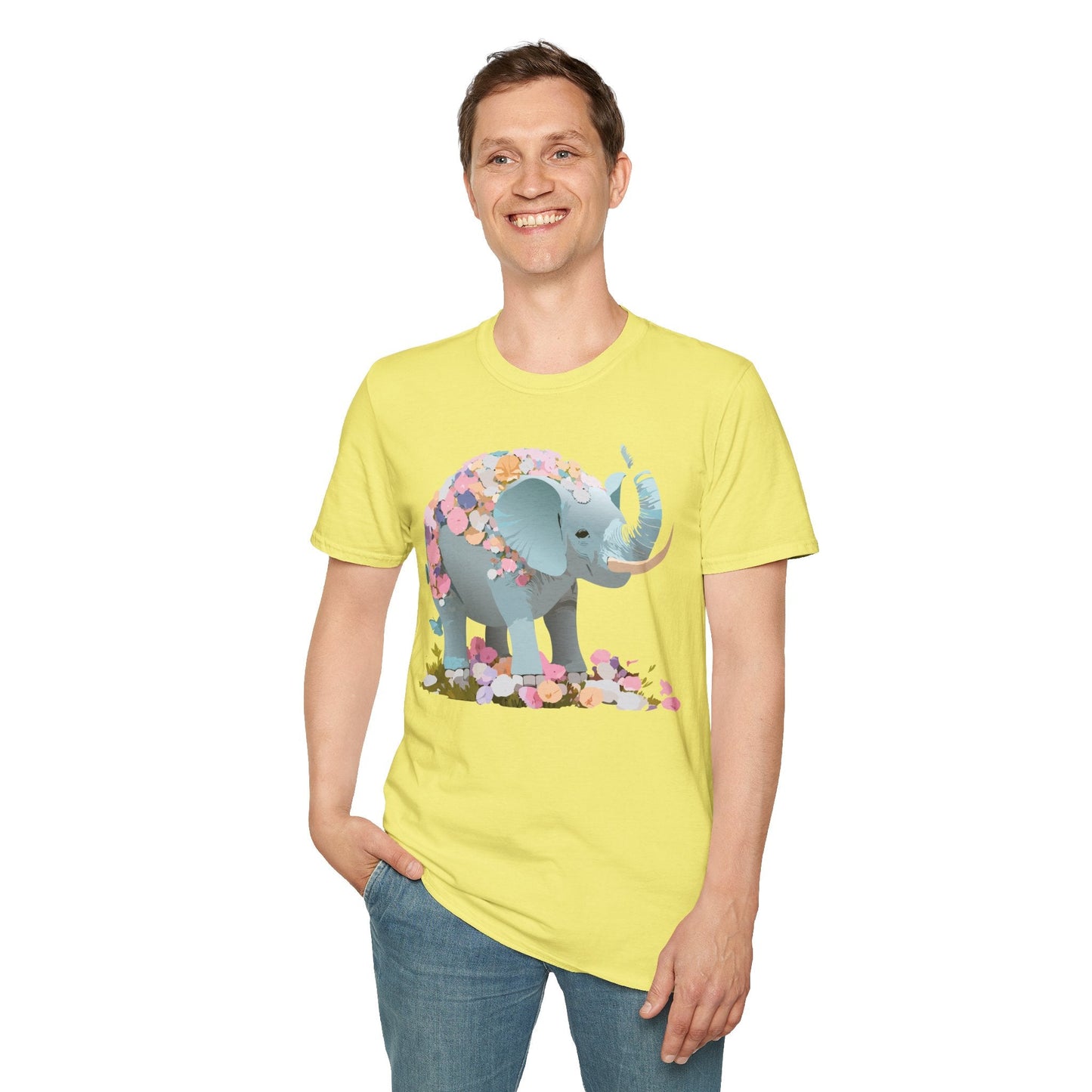 Elephant Graphic T Shirt Gildan Softstyle Unisex Cotton Tee With Elephant Print Design Artwork