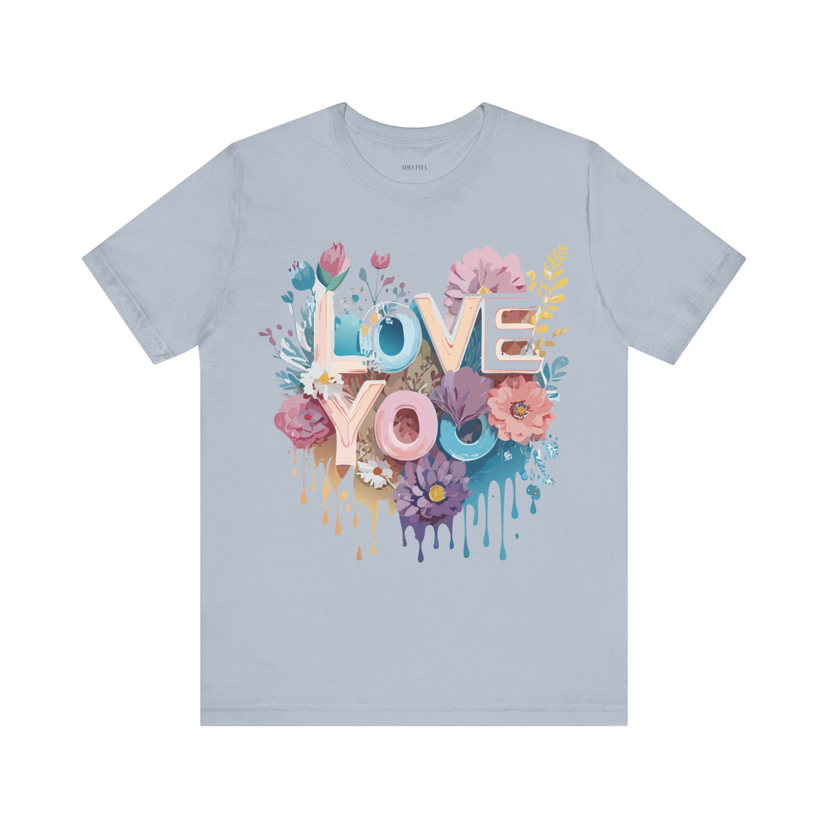 Valentine's Day Graphic Unisex Cotton Bella+Canvas Tee with Floral Art Design d102