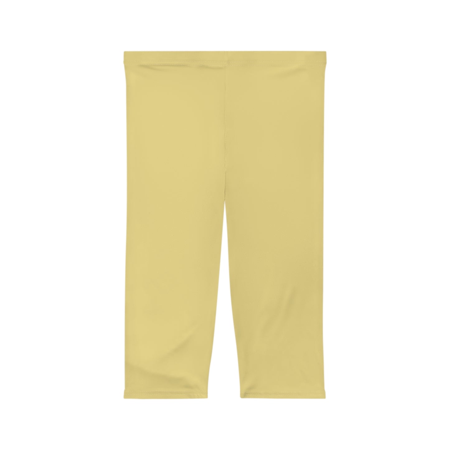 Summer Yellow Color Women's Brushed Suede Poly Span Casual Capri Leggings XS-2XL