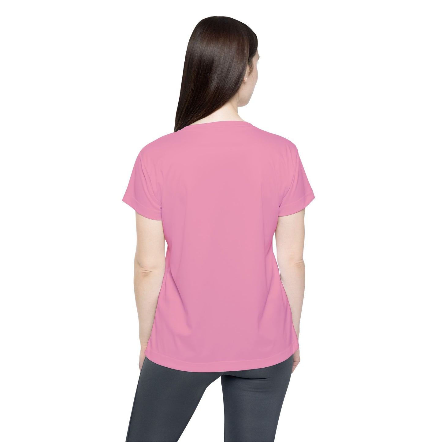 Pink Mist Women's Sports Jersey Short Sleeves 100% Poly Solid Pink Color Print Athletic Tee