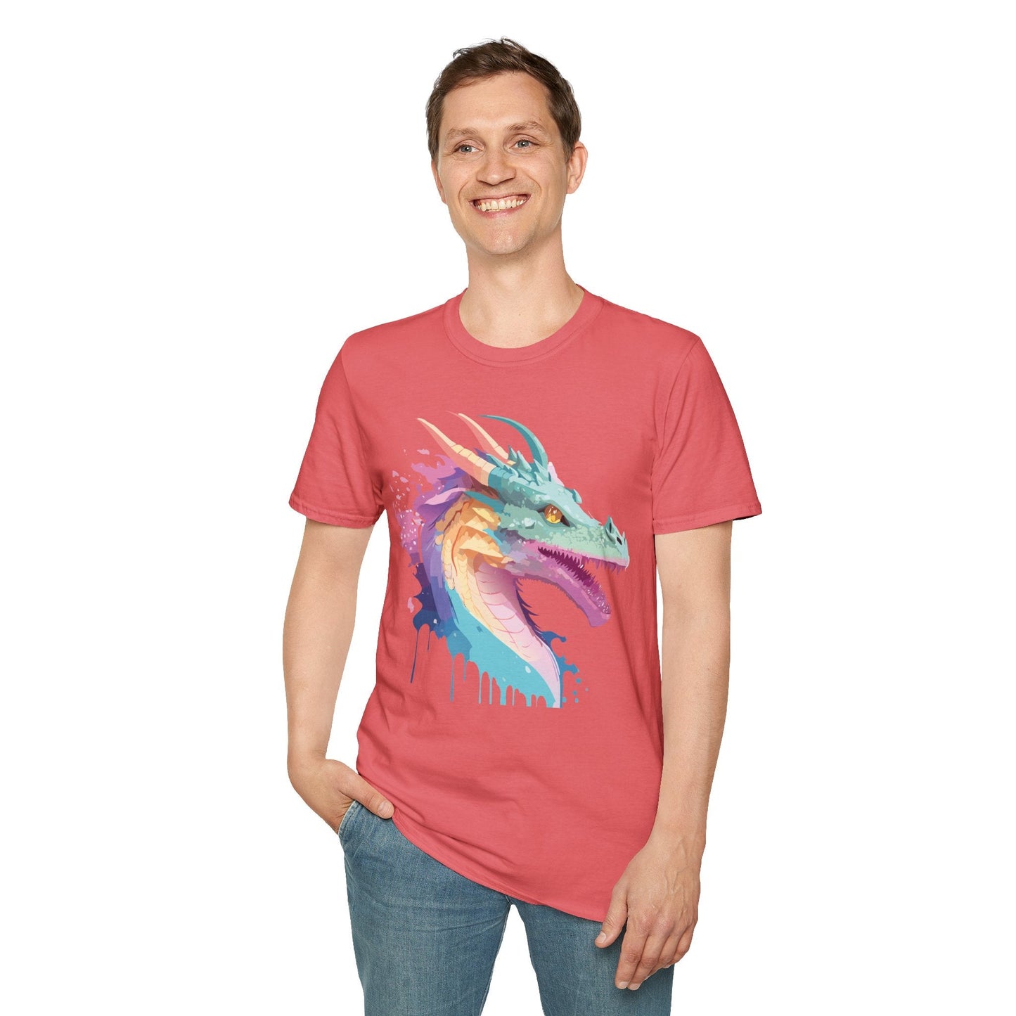 Dragon Graphic Tee Unisex Short Sleeve Dragon Shirt With Animal Design Gildan SoftStyle 64000