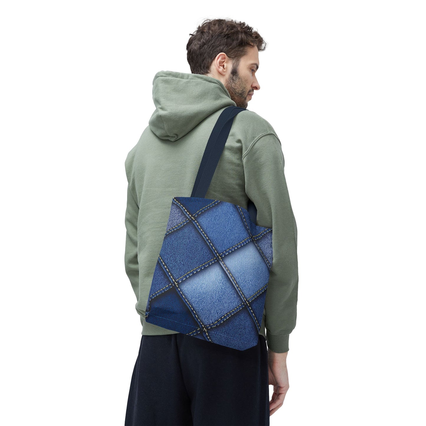 Denim Fabric Imitation Print Unisex Canvas Bag Poly Spun 3 Sizes Tote Bag 101