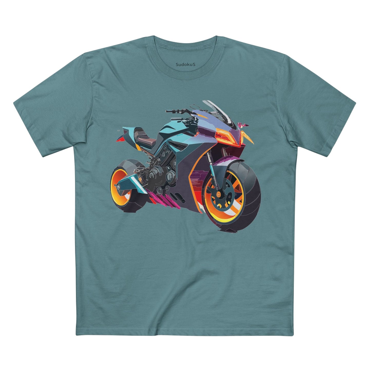 Moto Bike Graphic Unisex 100 Cotton Staple Tee 16