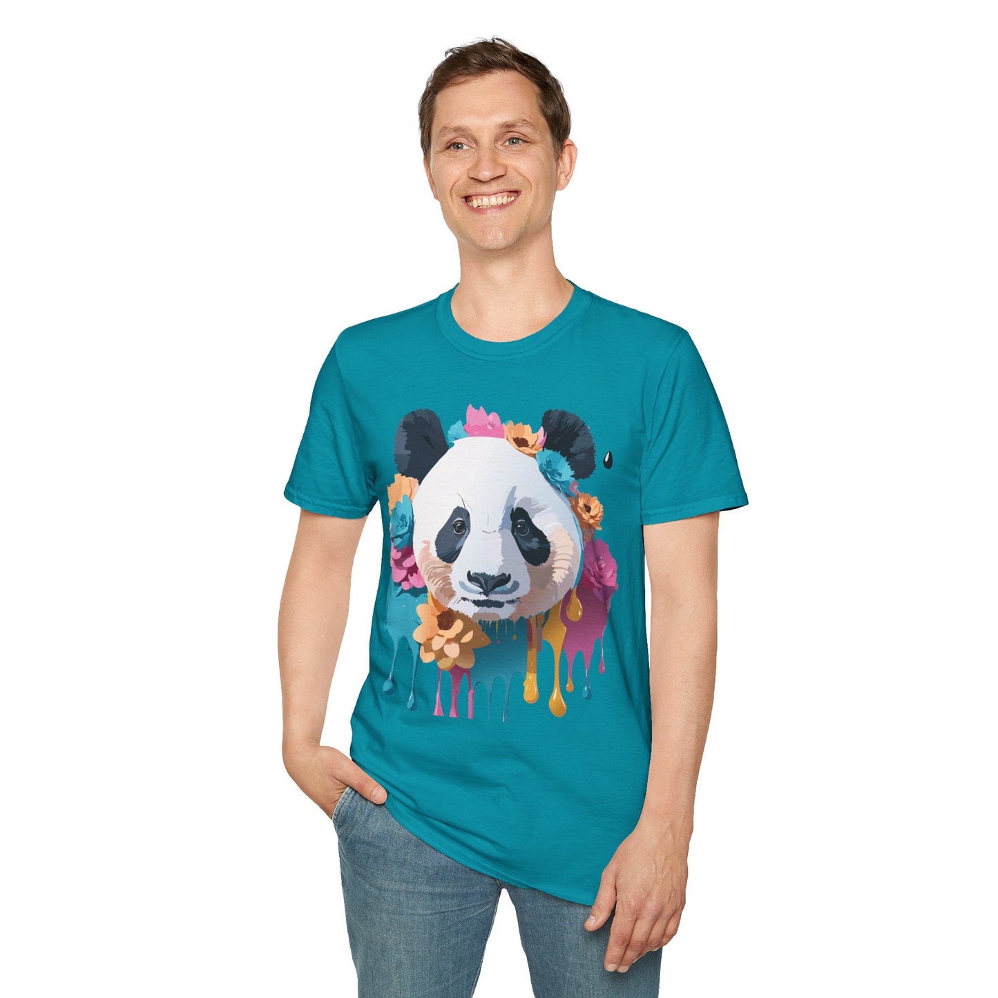 Unisex Panda Shirt Softstyle Cotton Tee For Everyday Wear With Cute Animal Print