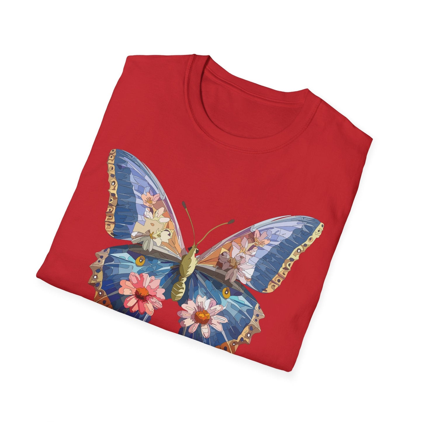 Butterfly T Shirt Unisex Softstyle 64000 Gildan Monarch Design 100 Percent Ring Spun Cotton Tee