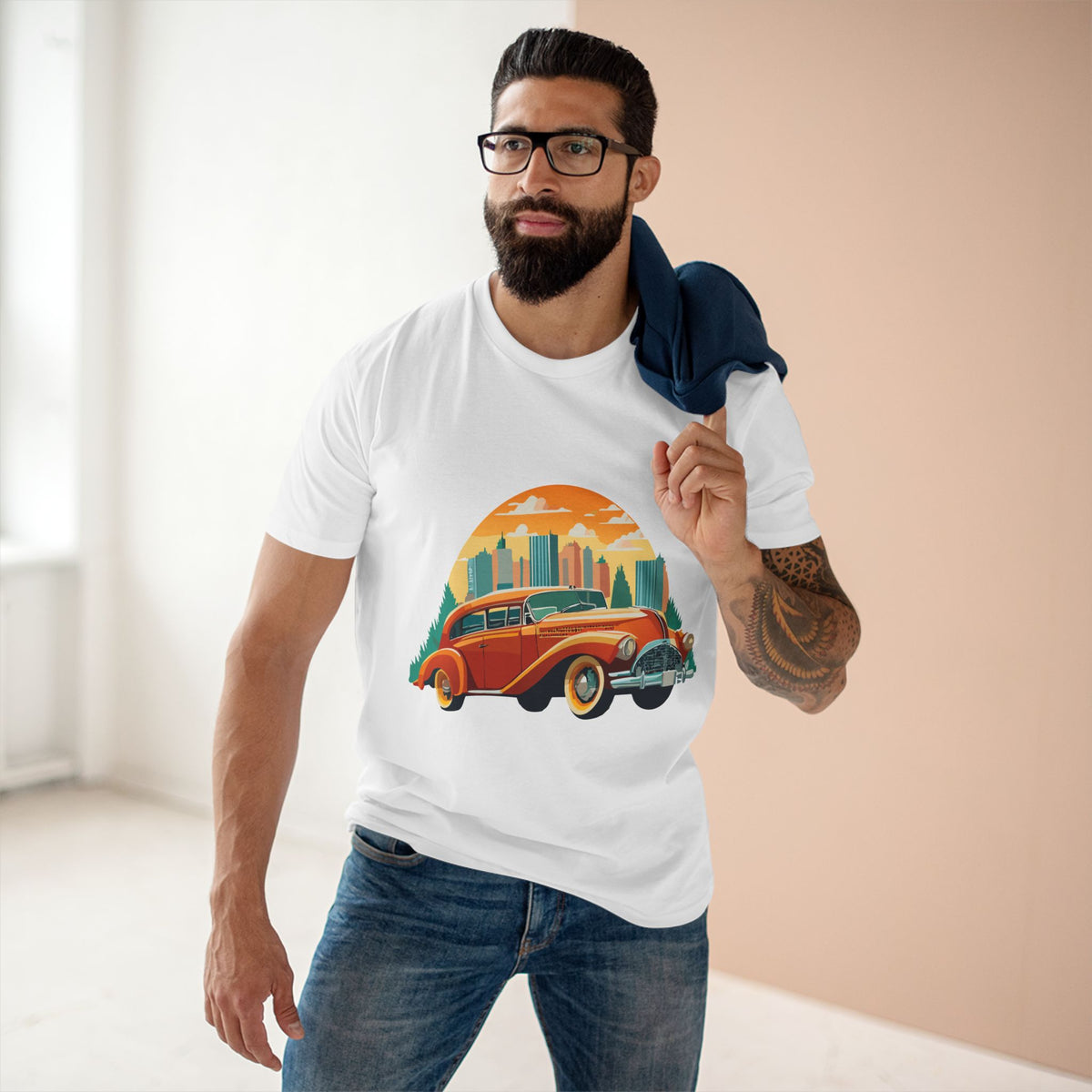 Retro Car Vintage Graphic Tee Staple Unisex 100 Cotton Tee Shirt - RC-19