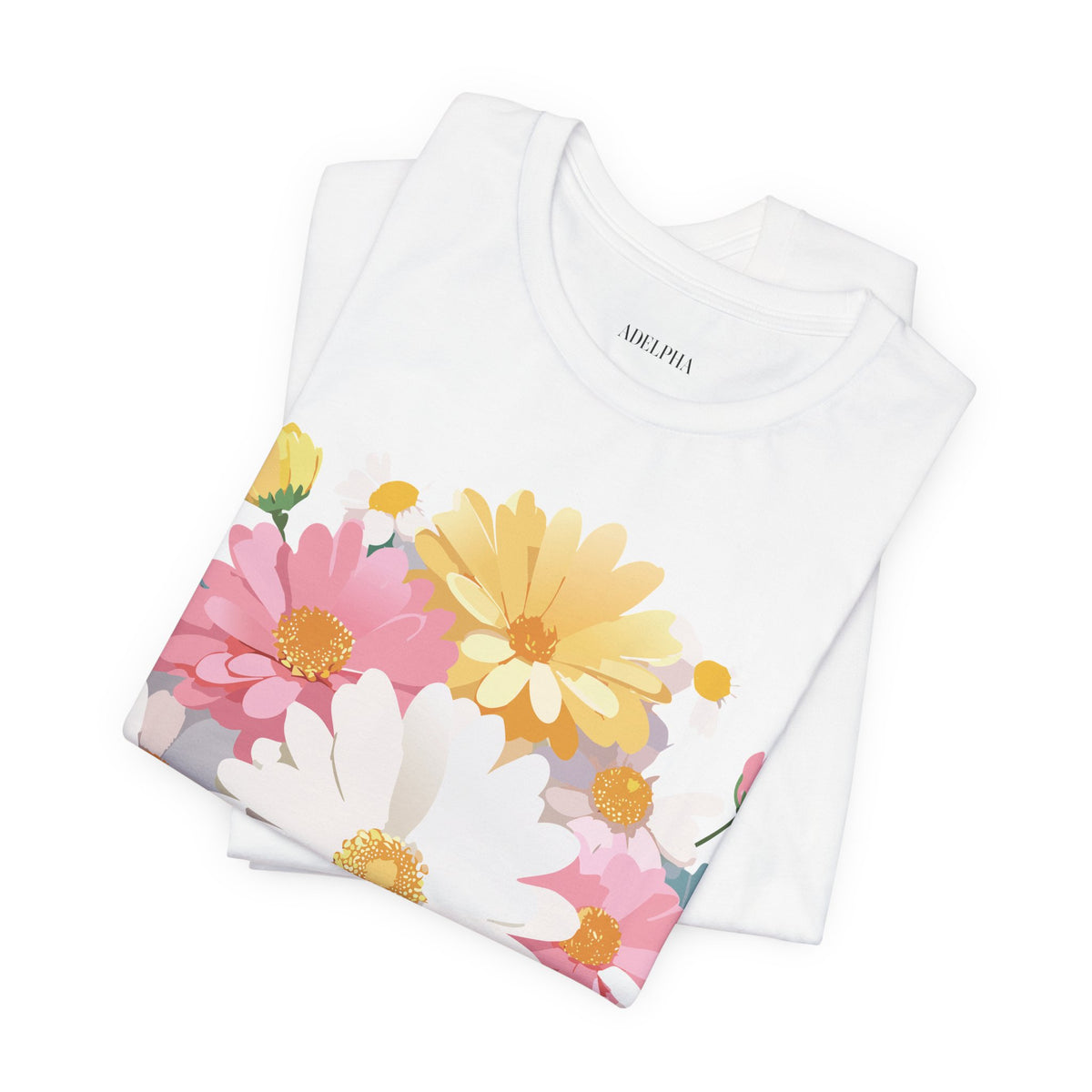Floral Graphic Unisex Cotton Bella+Canvas Tee with Flowers Art Design n124