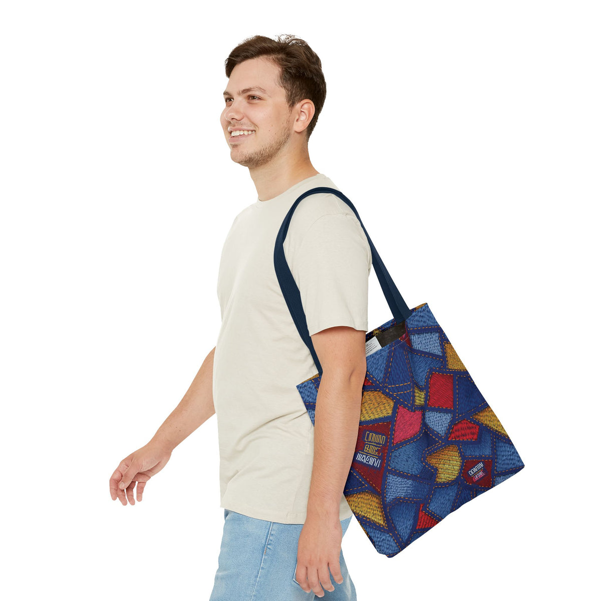 Denim Fabric Imitation Print Unisex Canvas Bag Poly Spun 3 Sizes Tote Bag 140