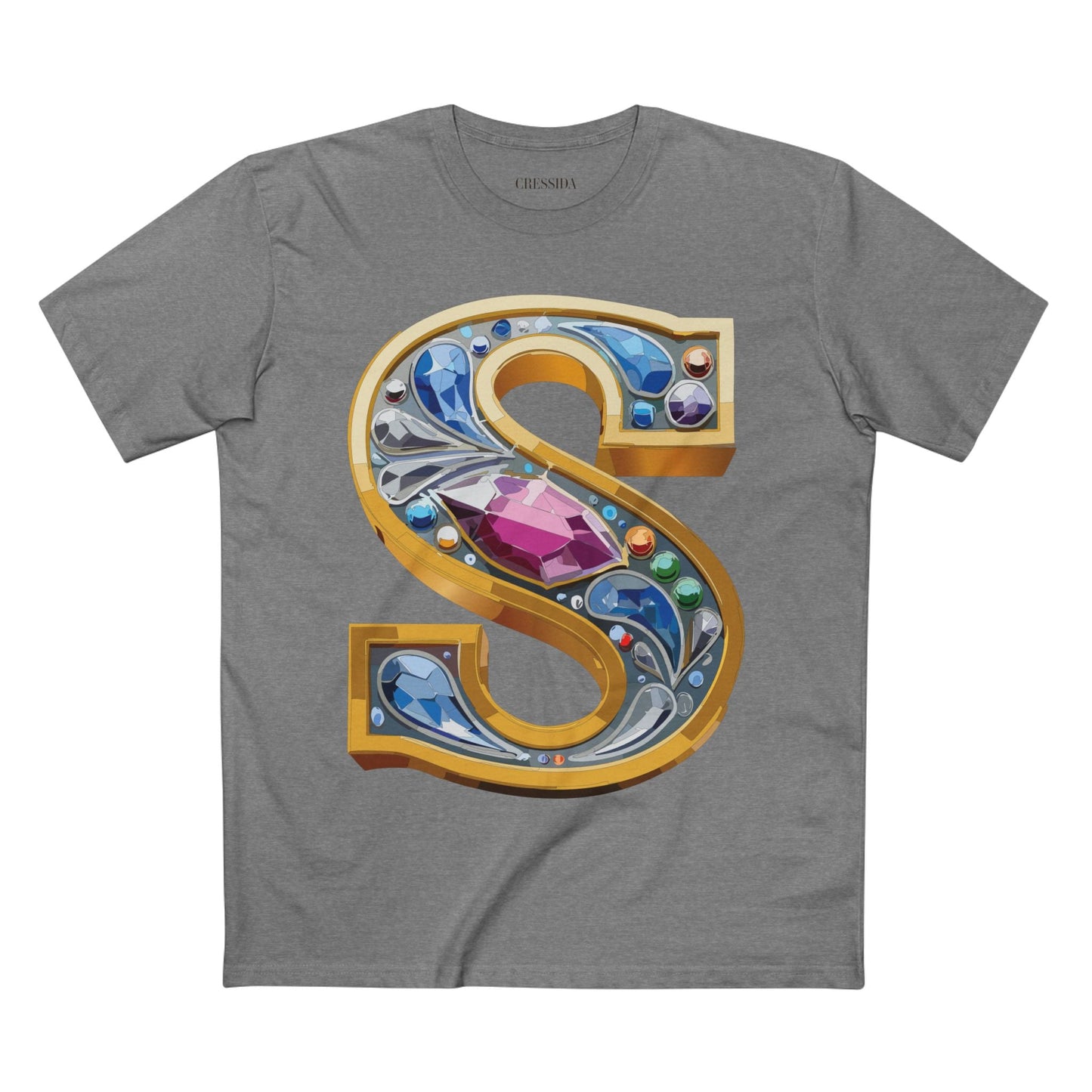 Letter S Graphic Design Tee Unisex 100 Cotton With Antique Gold Letters Artwork T-Shirt