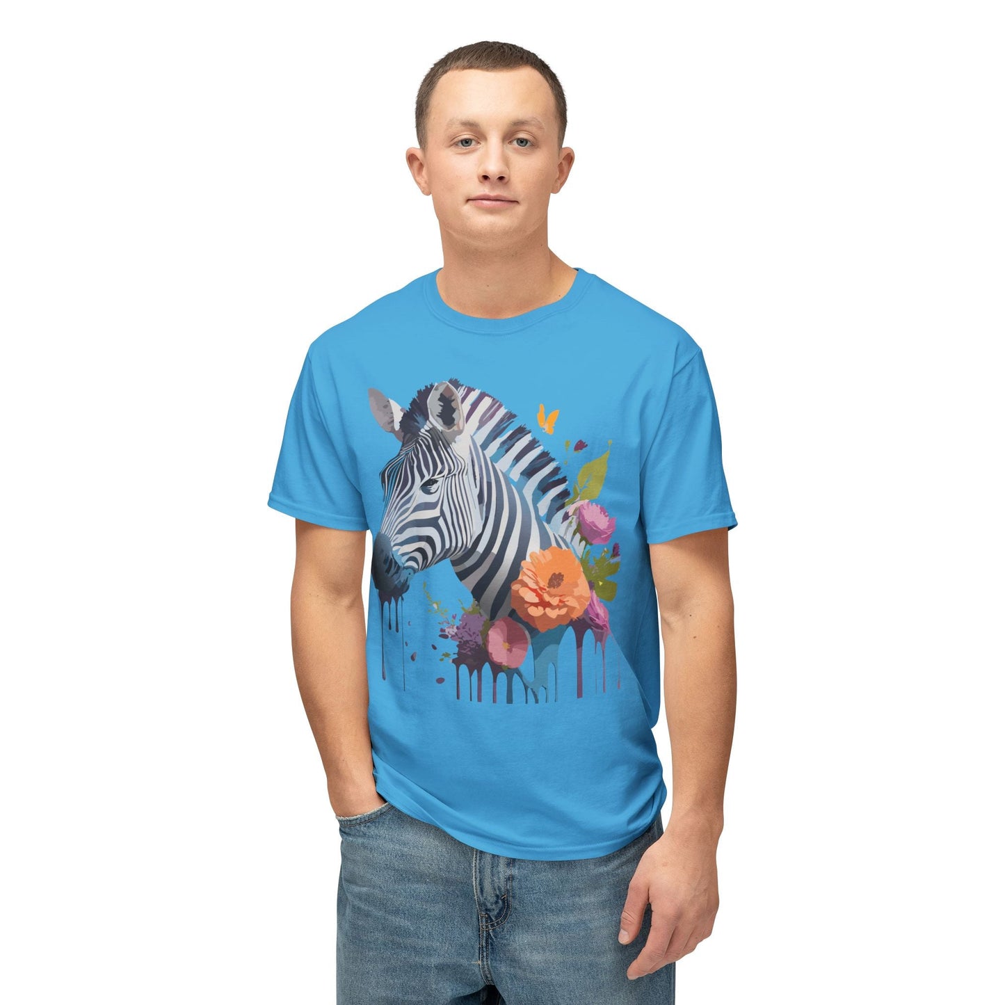 Unisex Zebra Art T Shirt With Full Color Print HD Cotton Tee Made In USA For Everyday Style