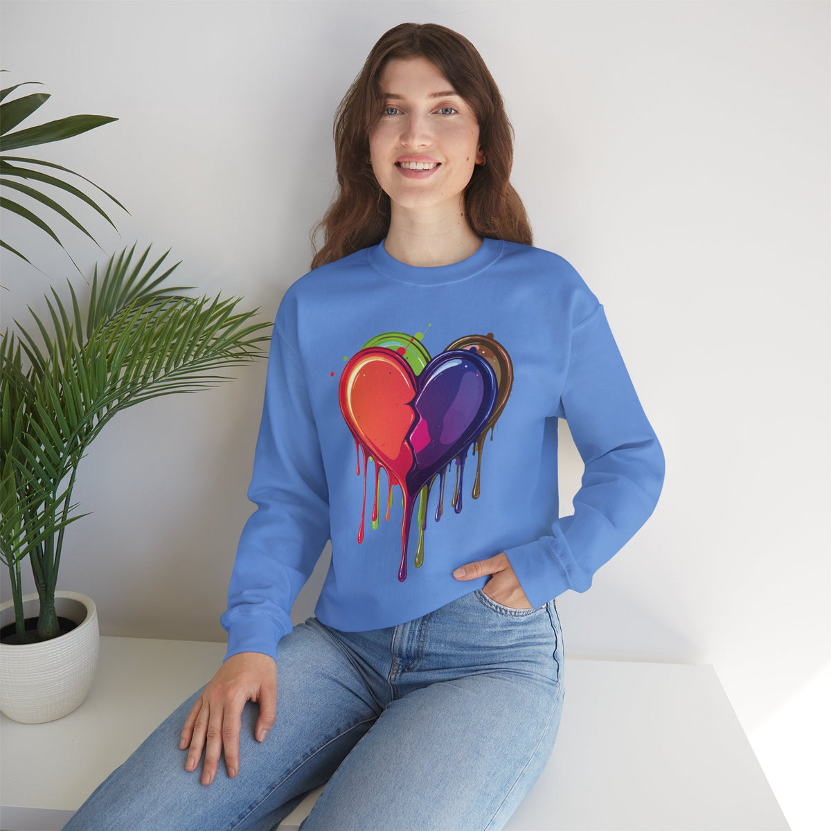 Double Bleeding Heart Sweatshirt, Big Heart Sweatshirt, Love Sweatshirt, Valentine's Day Sweatshirt, Heart Sweatshirt 119