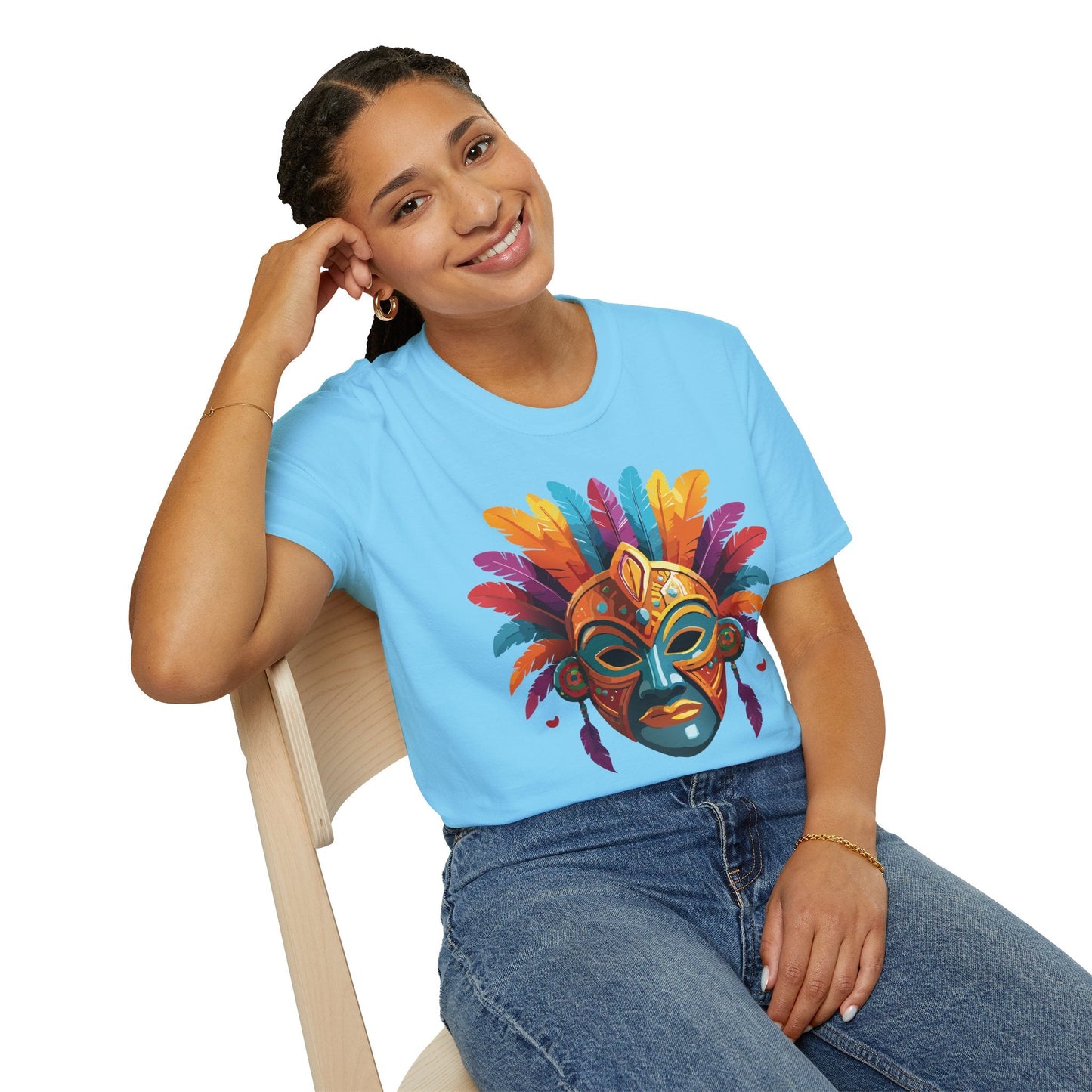 Mask Graphic Unisex Cotton Masquerade Design Artwork Tee 7