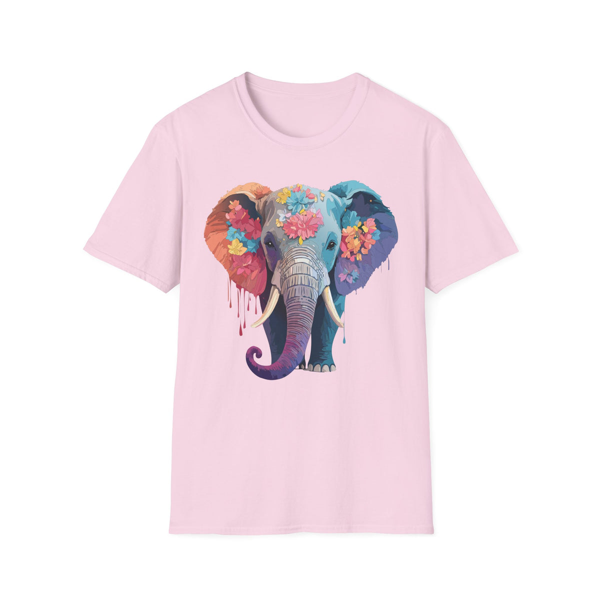 Colorful Floral Elephant T-Shirt | Watercolor Elephant Tee