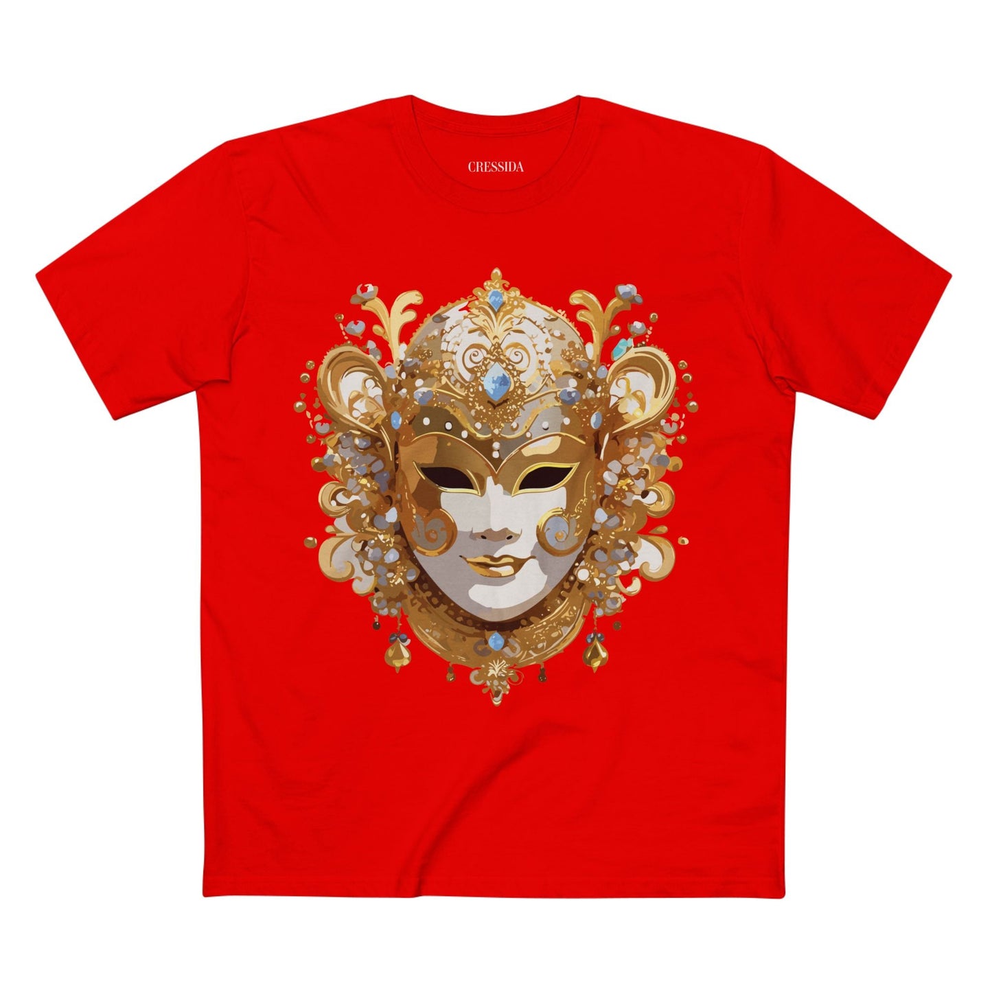 Carnival Mask Graphic T-Shirt Unisex 100 Cotton With Antique Gold Art Design Tee 25