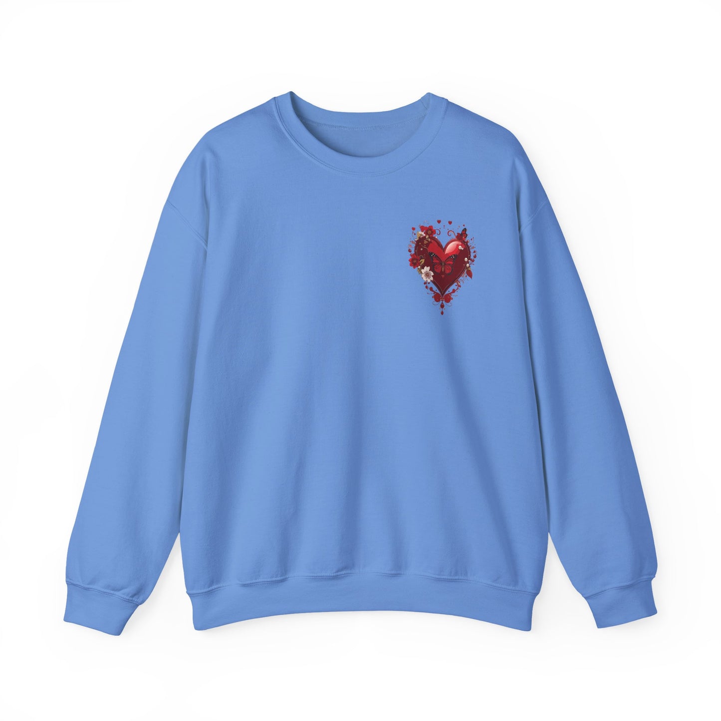 Small Red Heart Sweatshirt, Floral Red Heart Sweatshirt, Floral Love Sweatshirt, Valentine's Day Sweatshirt, Heart Floral Sweatshirt 104