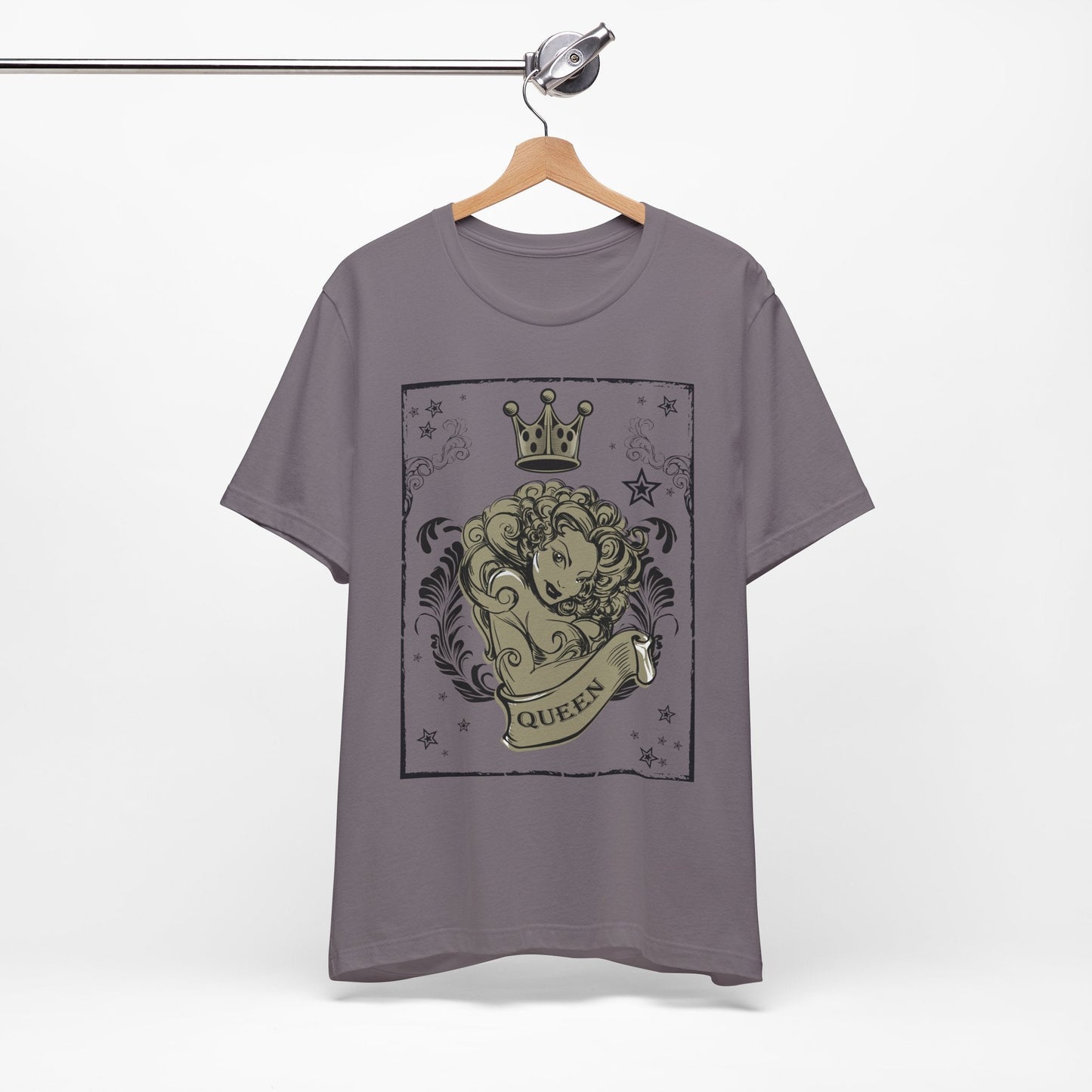 Crown Face Portrait Graphic Tee Vintage Floral Illustration Rock Band T-Shirt