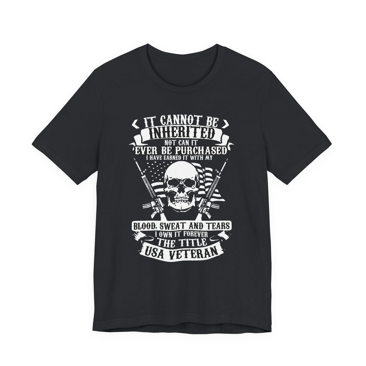 USA Veteran skull flag crossed rifles T-Shirt Military pride Unisex Cotton tee v54