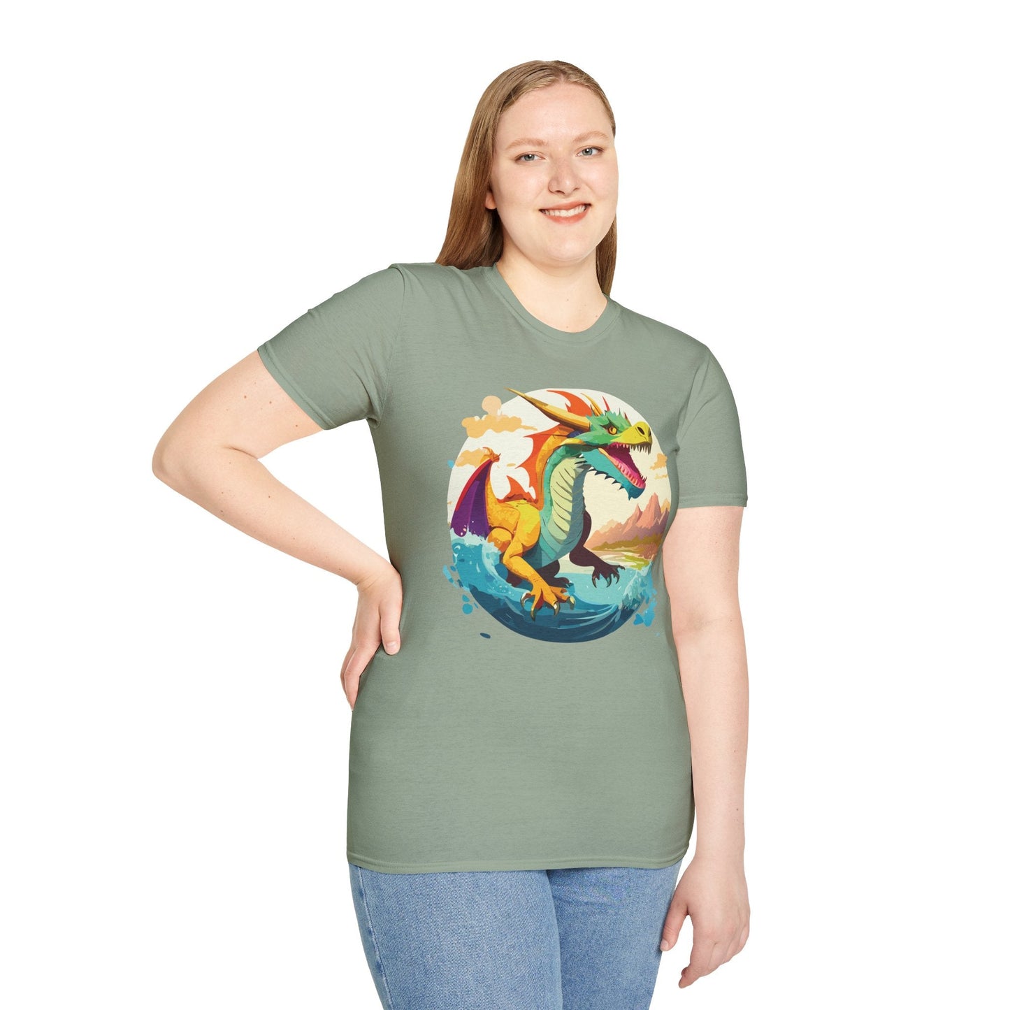 Dragon T Shirt Unisex Animal Print Dragon Shirt Gildan Softstyle Cotton Tee 64000