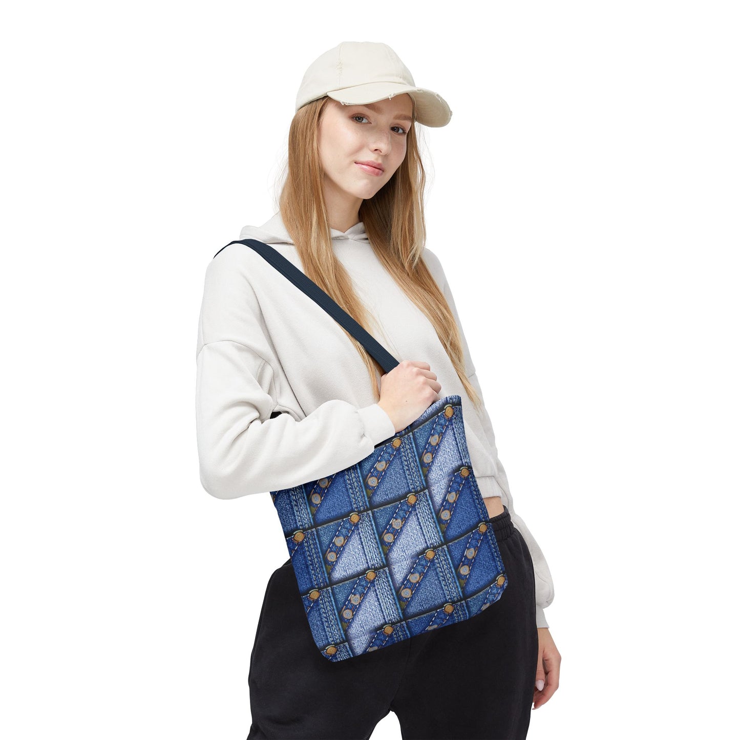 DENIM PRINT CANVAS BAG HIGH-QUALITY 100% SPUN POLYESTER 3 SIZES CANVAS BAG-117