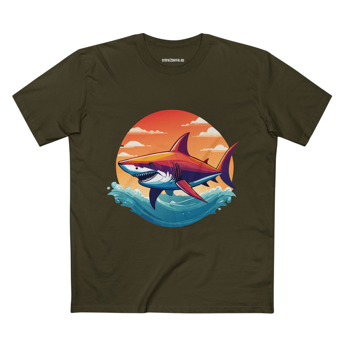 Shark Shirt Unisex Premium Cotton Tee With Original Art Design From Retro2Nova Animal Collection For Everyday Wear