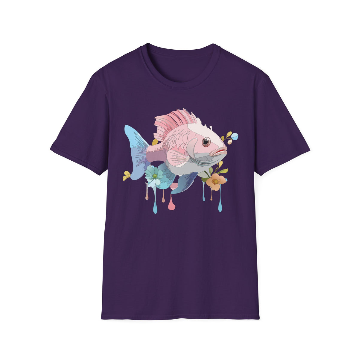 Pastel Fish Illustration T-Shirt | Pink Blue Tropical Fish Art