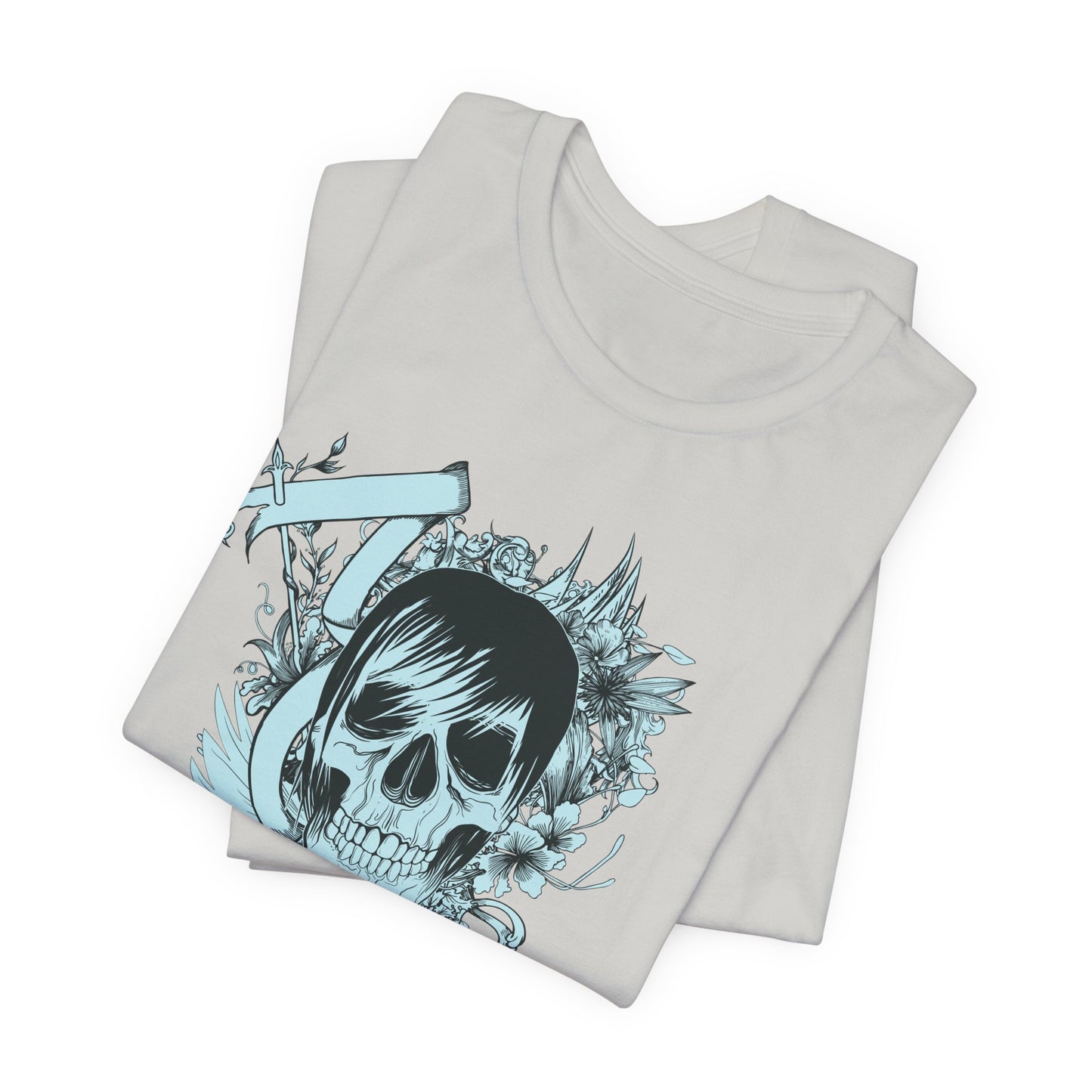 Sky Skull Graphic Design Tee, Skull Shirt, Vintage Tees, Art Design T-Shirt, Vintage Graphic Tee, Art Shirts with Skulls