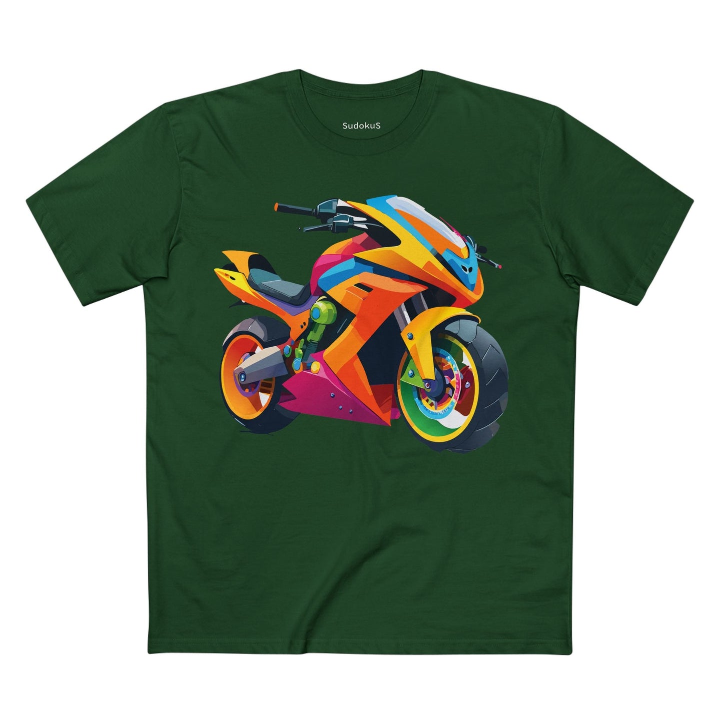 Moto Bike Graphic Unisex 100 Cotton Staple Tee 8