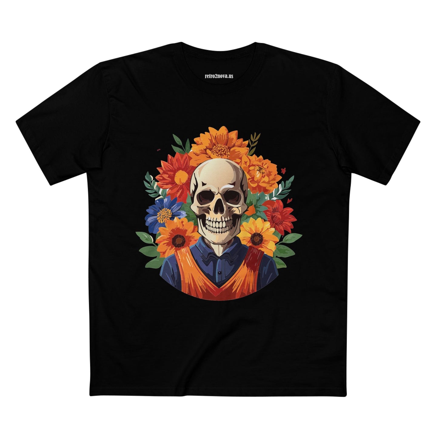 Skull Shirt Skeleton Shirt Unisex Premium Cotton Tee Original Art Design Retro2Nova