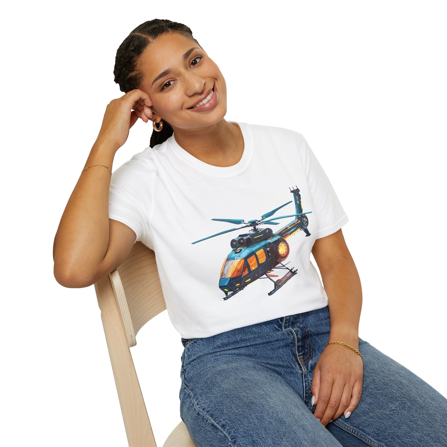 Chopper Helicopter Graphic Unisex Cotton Softstyle Short Sleeve Tee 1