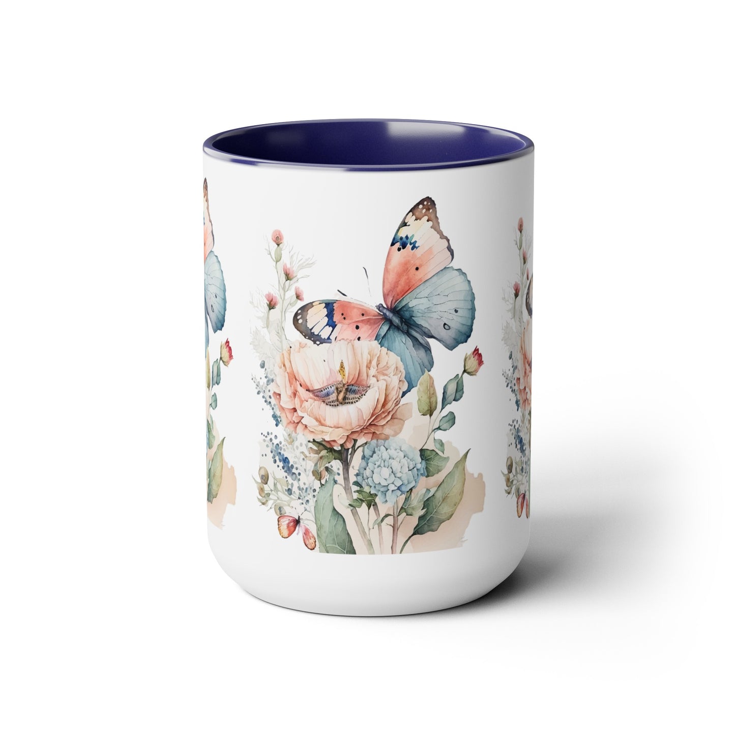 Two-Tone Coffee Mugs with butterfly