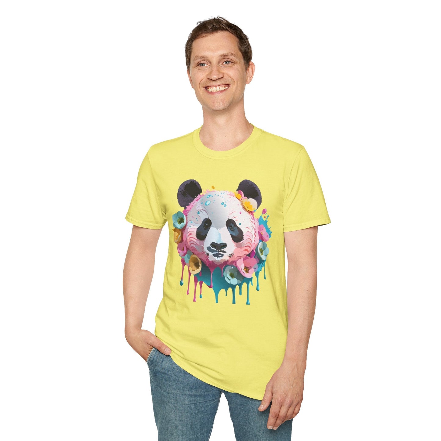 Panda Shirt Unisex T Shirt Graphic Tee Animal Print Gildan Softstyle 64000 100 Percent Cotton