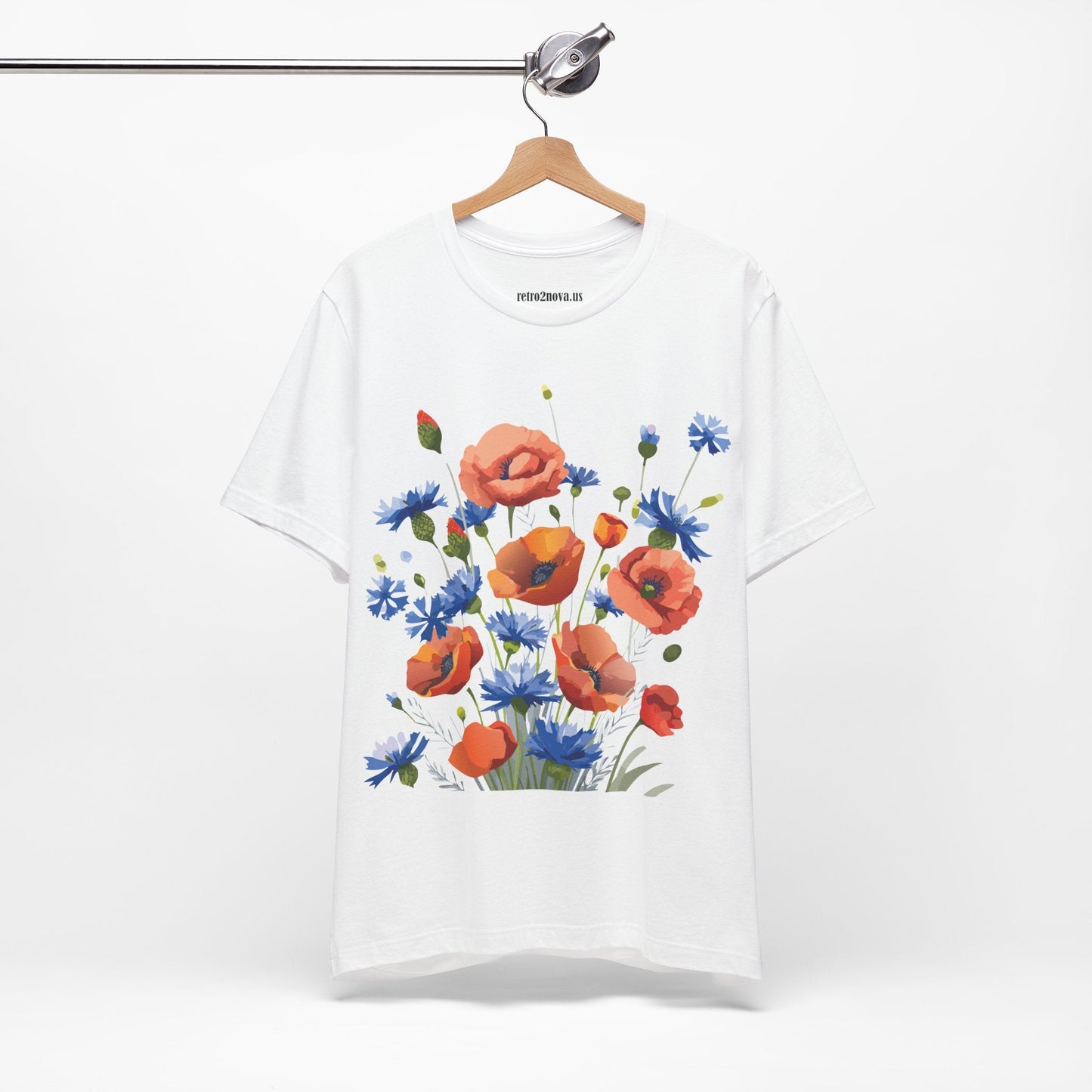 Unisex Floral Shirt Floral Print Tee Lightweight Breathable Fabric Short Sleeve Casual Wear