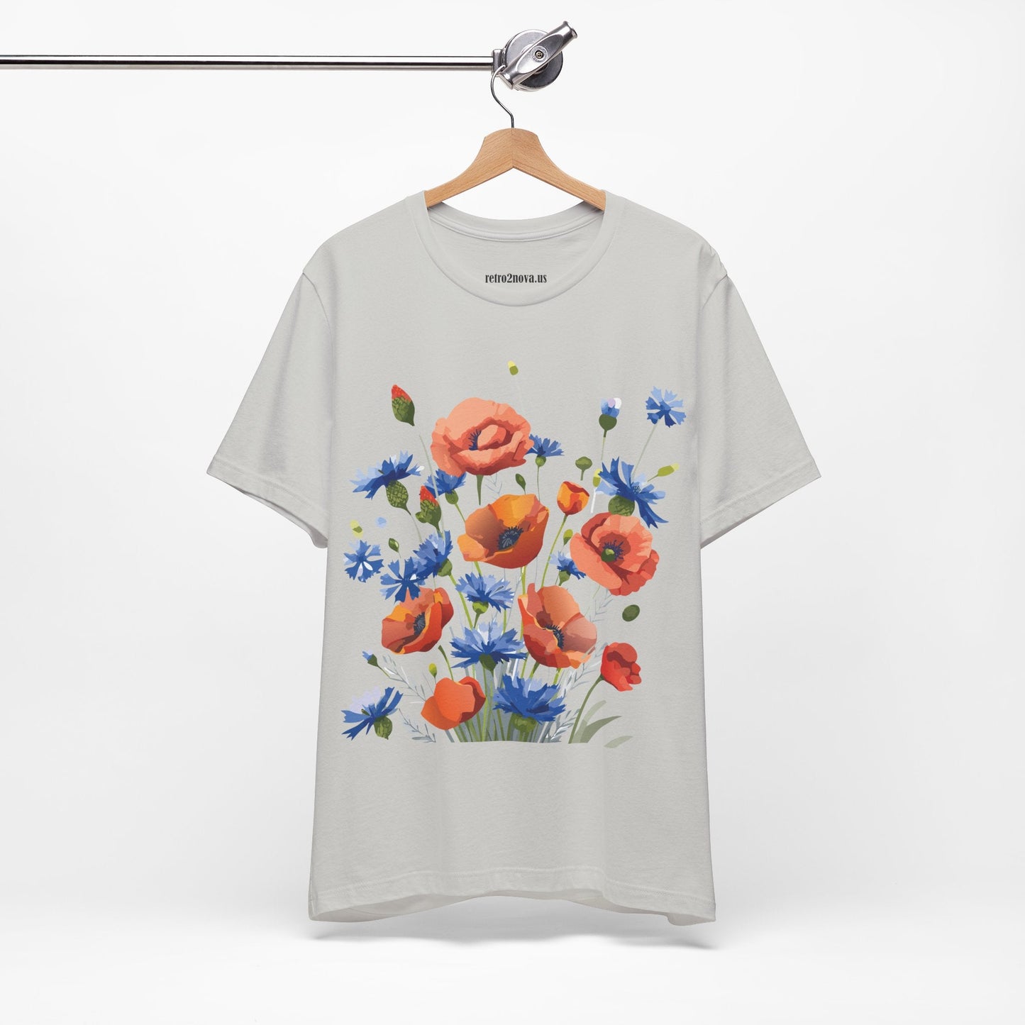 Unisex Floral Shirt Floral Print Tee Lightweight Breathable Fabric Short Sleeve Casual Wear
