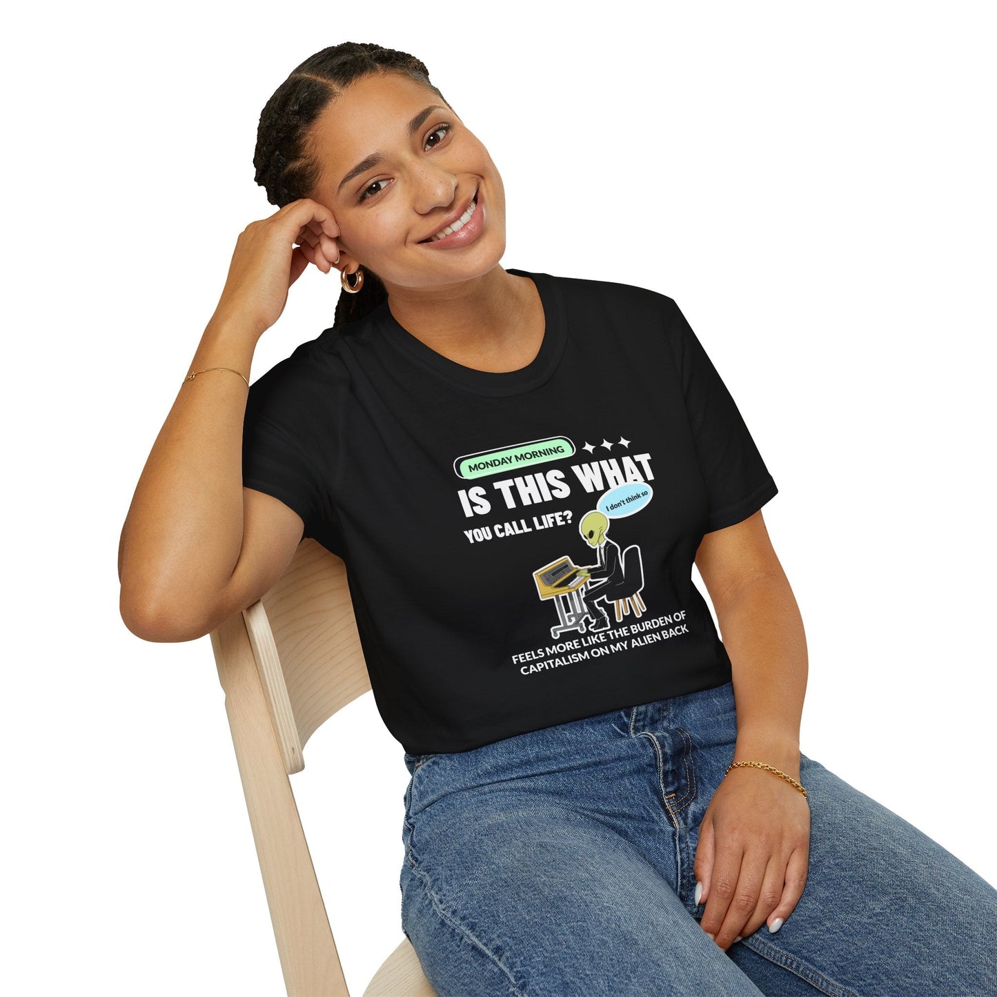 Alien Office Worker T-Shirt Unisex Cotton