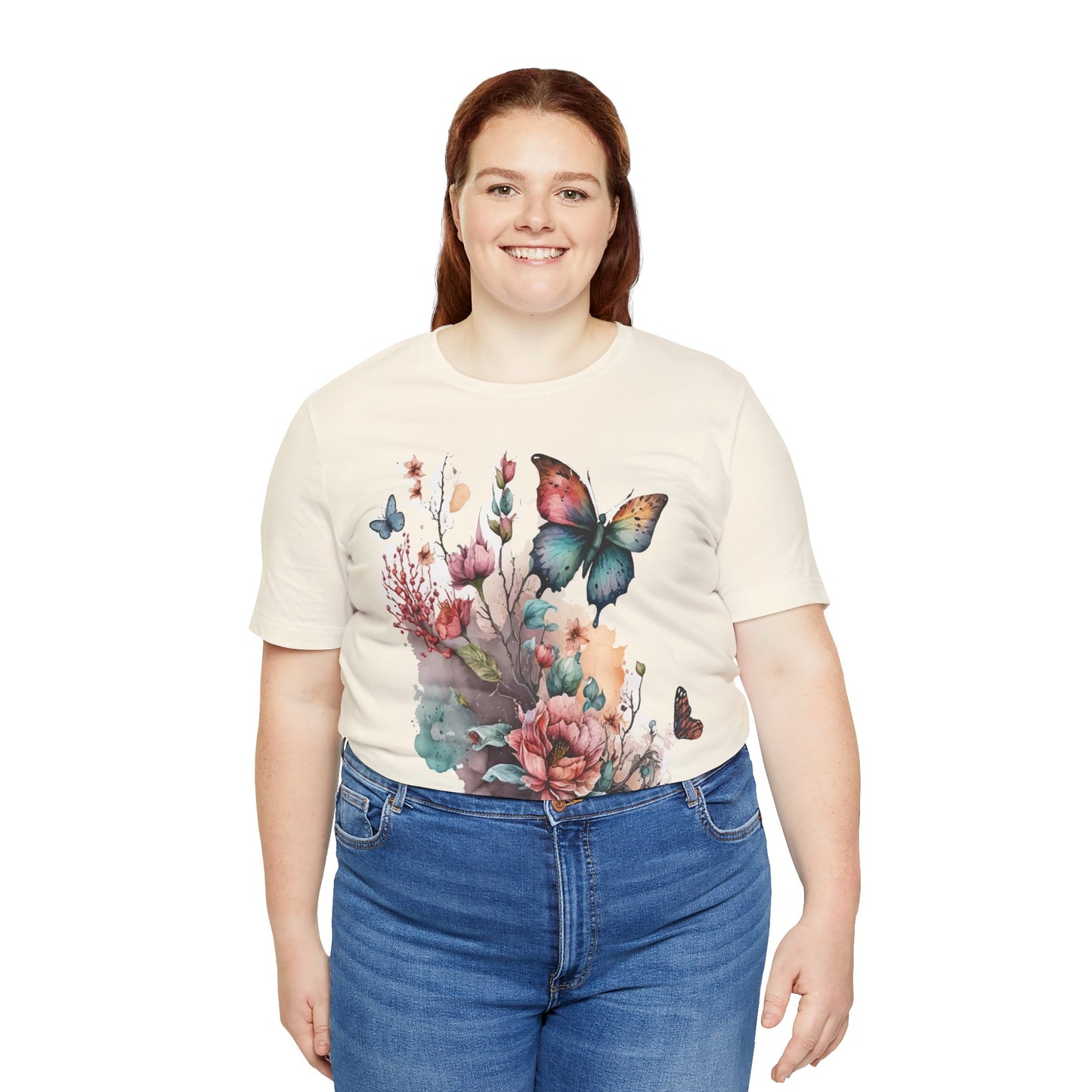 Cotton Tee Shirt with Butterfly Prints