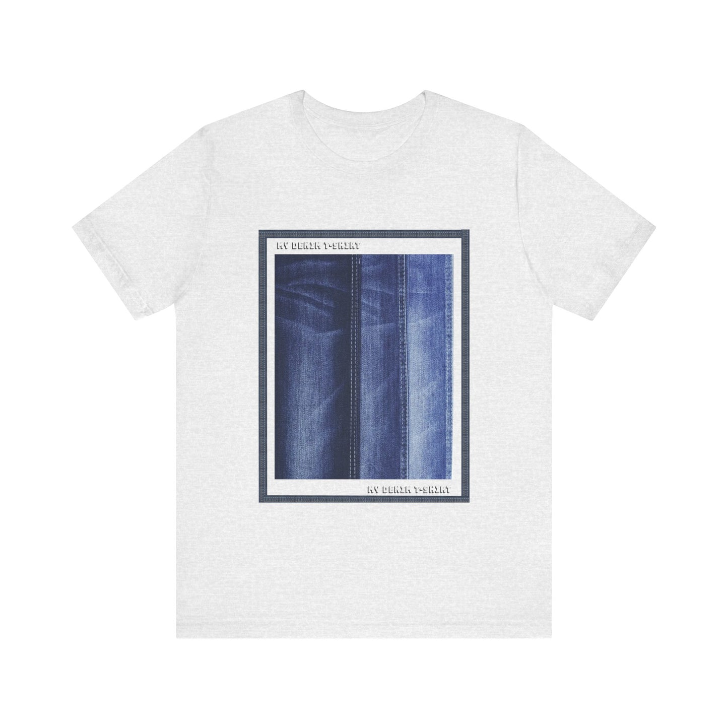 Unisex Cotton Tee Shirt with Denim Print